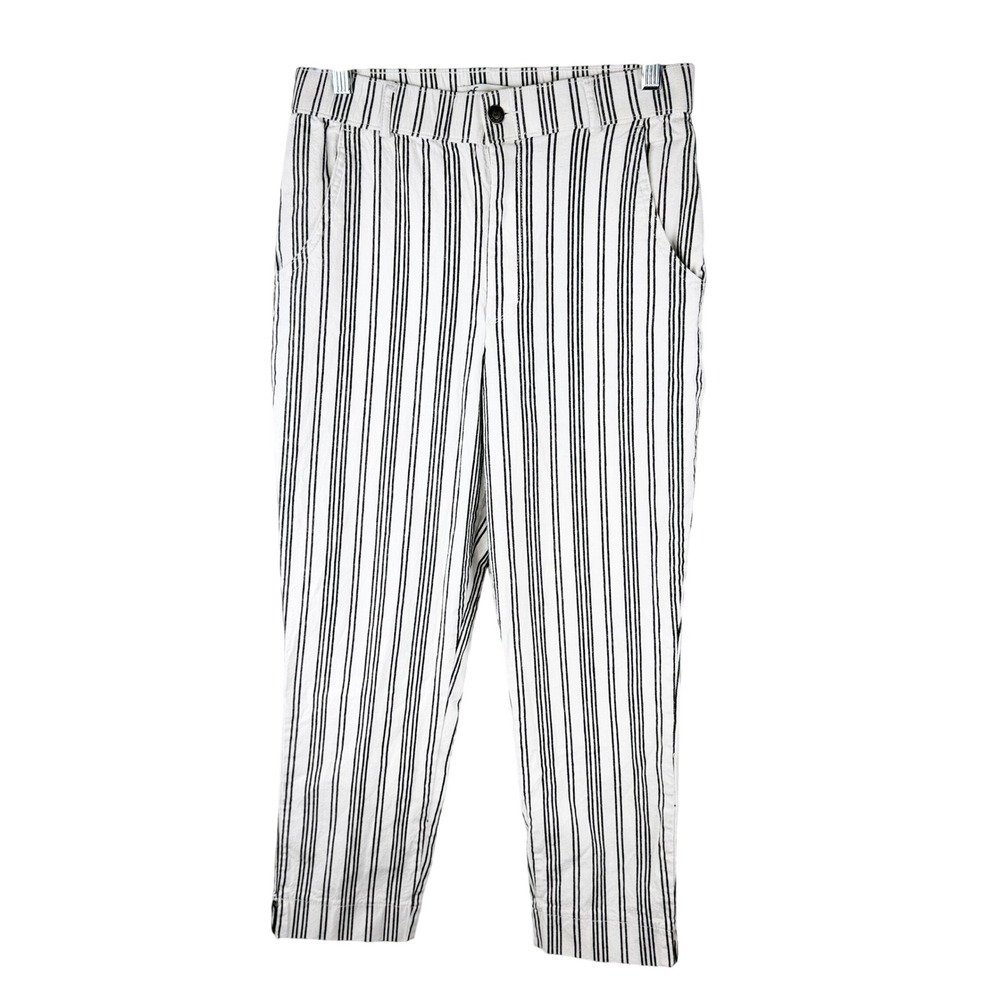 Hollister Ultra High-Rise Striped Pants White Black Size M Tapered Stretch
